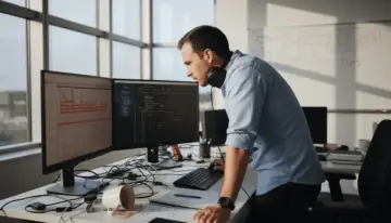 Security analyst reviewing automated assessment results