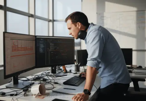 Security analyst reviewing automated assessment results