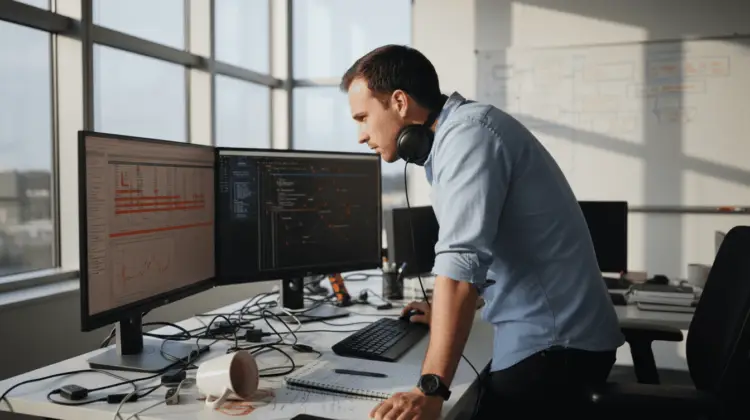 Security analyst reviewing automated assessment results