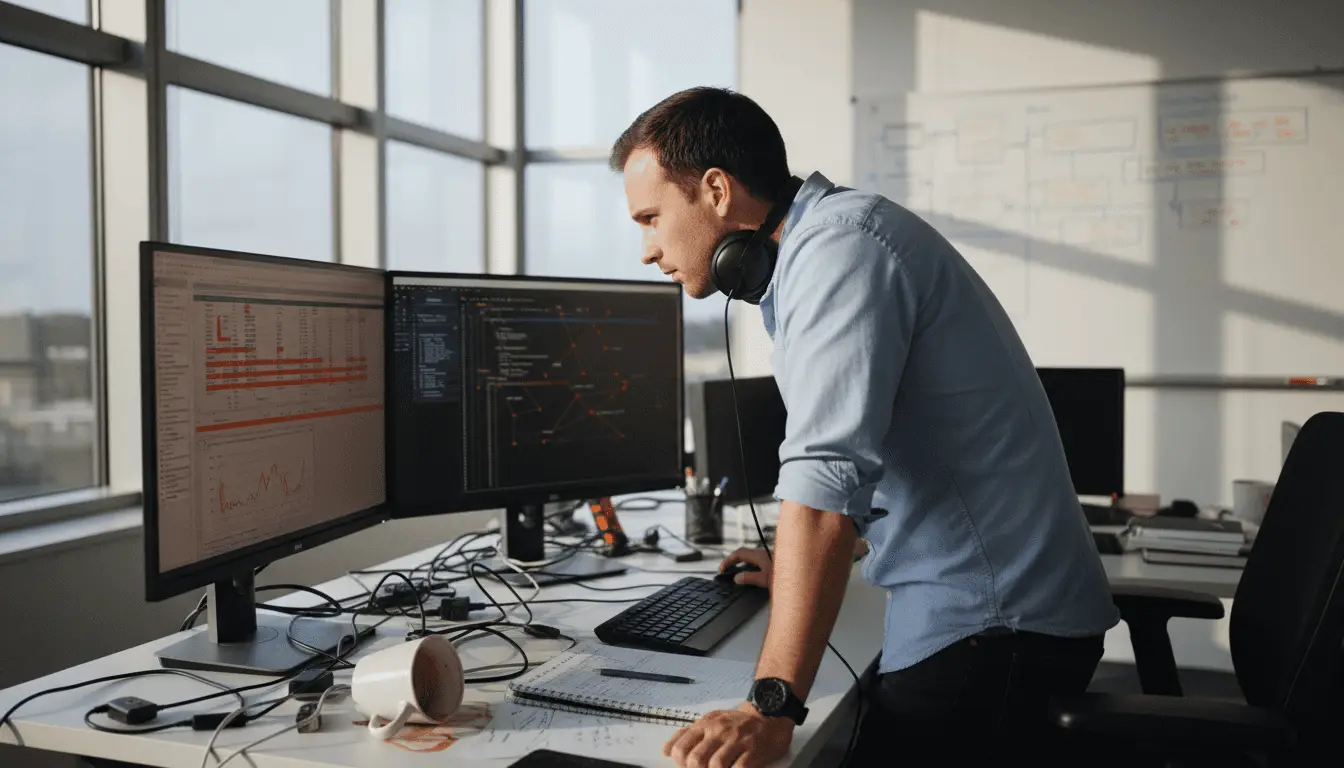 Security analyst reviewing automated assessment results